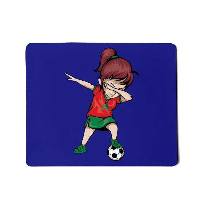 Dabbing Soccer Girl Morocco Gift Moroccan Football Soccer Gift Mousepad