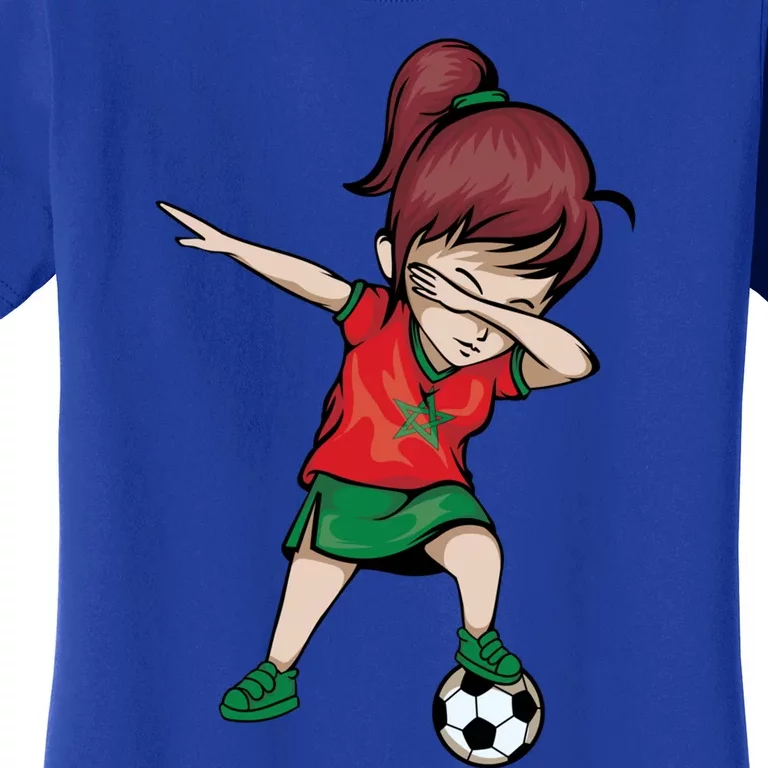 Dabbing Soccer Girl Morocco Gift Moroccan Football Soccer Gift Women's T-Shirt