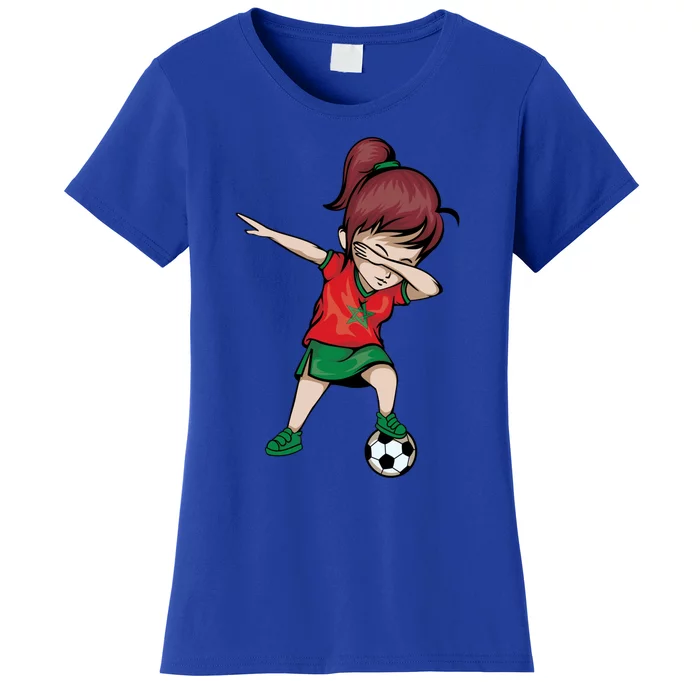 Dabbing Soccer Girl Morocco Gift Moroccan Football Soccer Gift Women's T-Shirt