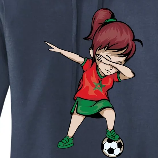 Dabbing Soccer Girl Morocco Gift Moroccan Football Soccer Gift Women's Pullover Hoodie