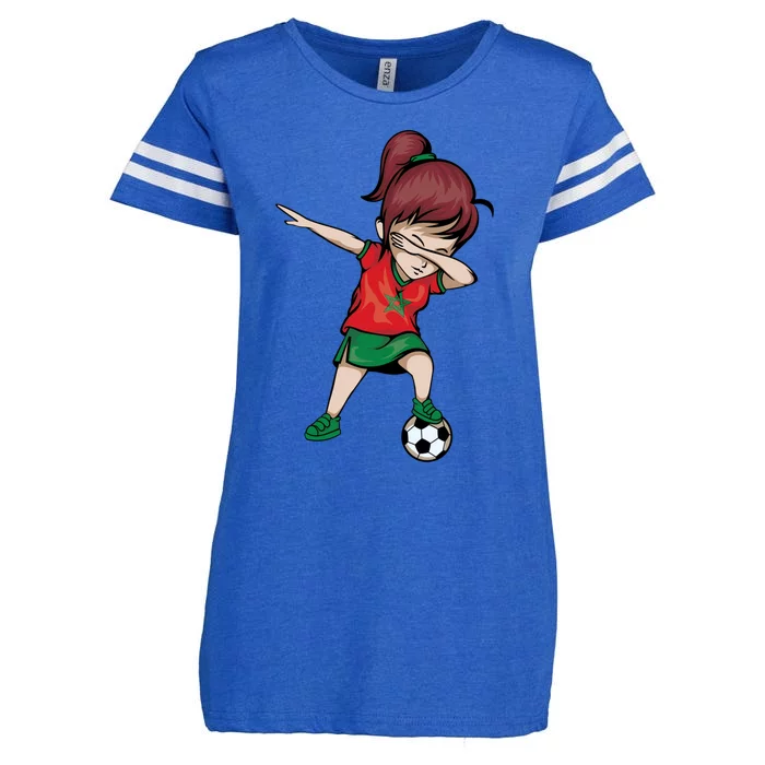 Dabbing Soccer Girl Morocco Gift Moroccan Football Soccer Gift Enza Ladies Jersey Football T-Shirt