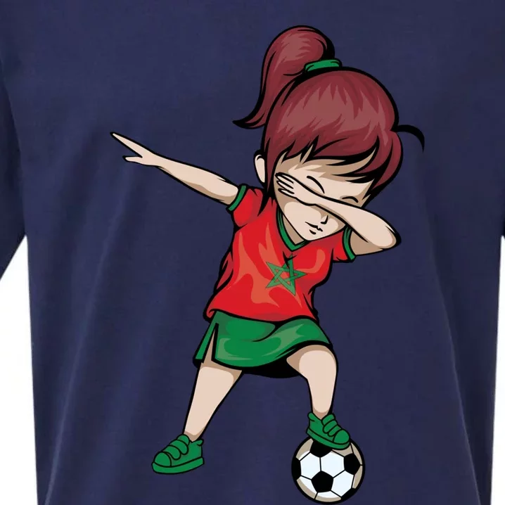 Dabbing Soccer Girl Morocco Gift Moroccan Football Soccer Gift Sueded Cloud Jersey T-Shirt