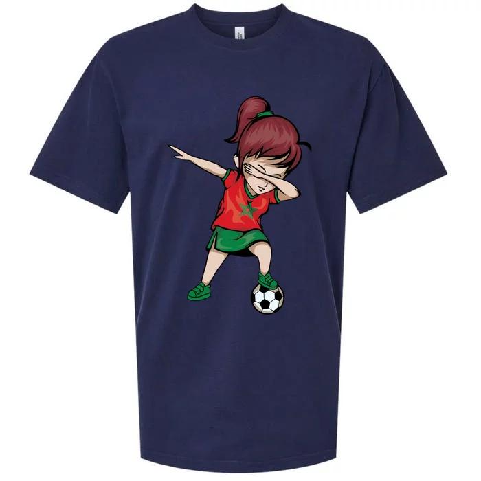 Dabbing Soccer Girl Morocco Gift Moroccan Football Soccer Gift Sueded Cloud Jersey T-Shirt