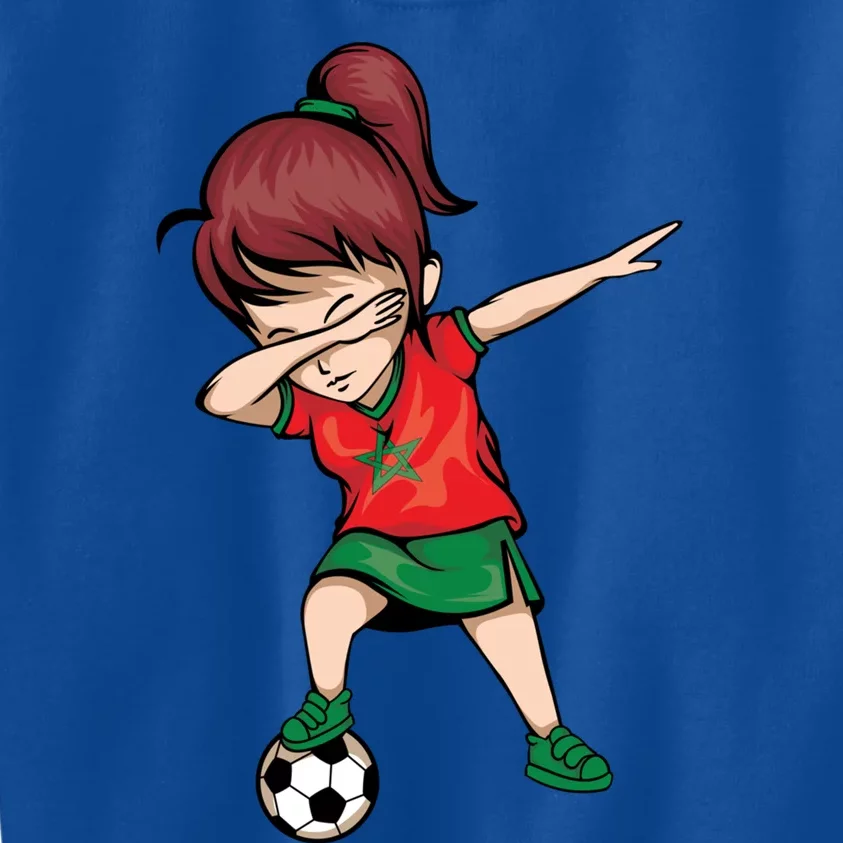 Dabbing Soccer Girl Morocco Gift Moroccan Football Soccer Gift Kids Sweatshirt