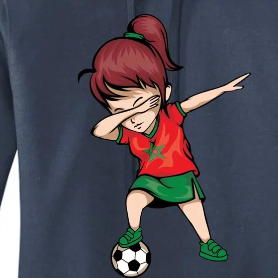 Dabbing Soccer Girl Morocco Gift Moroccan Football Soccer Gift Women's Pullover Hoodie