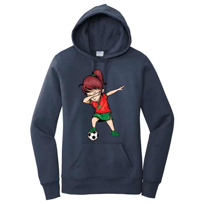 Dabbing Soccer Girl Morocco Gift Moroccan Football Soccer Gift Women's Pullover Hoodie