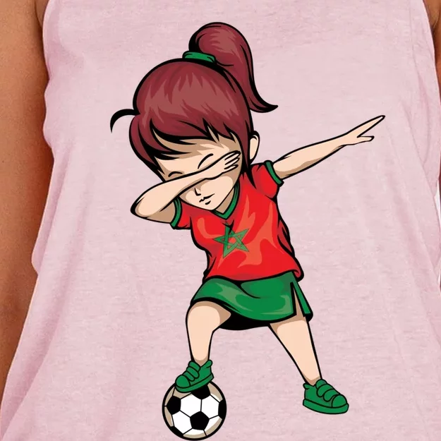 Dabbing Soccer Girl Morocco Gift Moroccan Football Soccer Gift Women's Knotted Racerback Tank