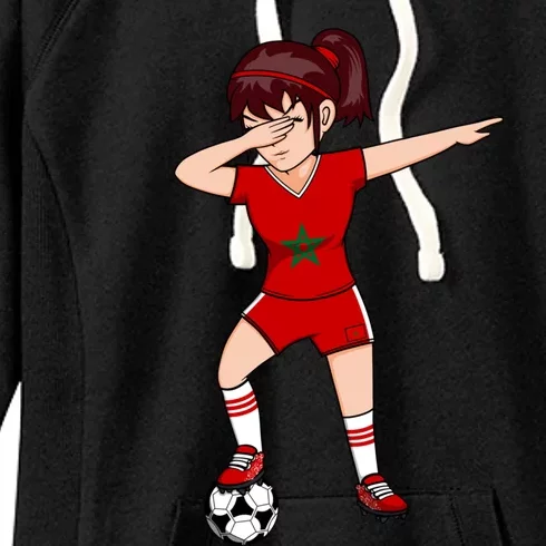 Dabbing Soccer Girl Morocco Jersey Moroccan Football Lovers Gift Women's Fleece Hoodie