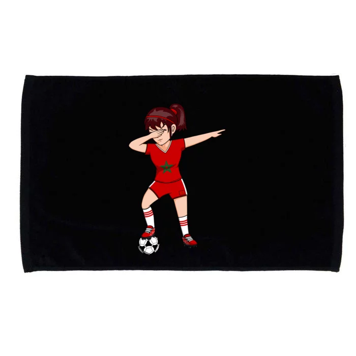 Dabbing Soccer Girl Morocco Jersey Moroccan Football Lovers Gift Microfiber Hand Towel