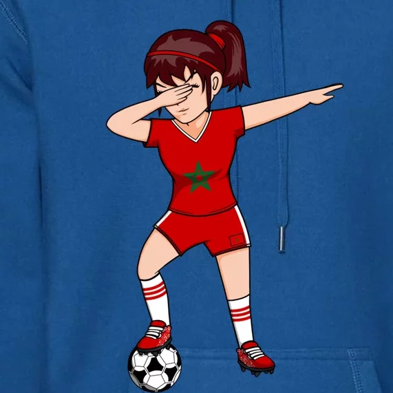 Dabbing Soccer Girl Morocco Jersey Moroccan Football Lovers Gift Premium Hoodie