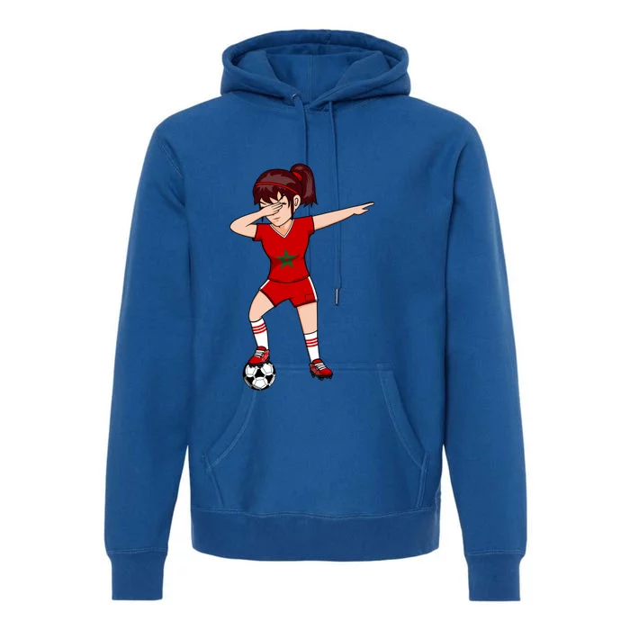 Dabbing Soccer Girl Morocco Jersey Moroccan Football Lovers Gift Premium Hoodie