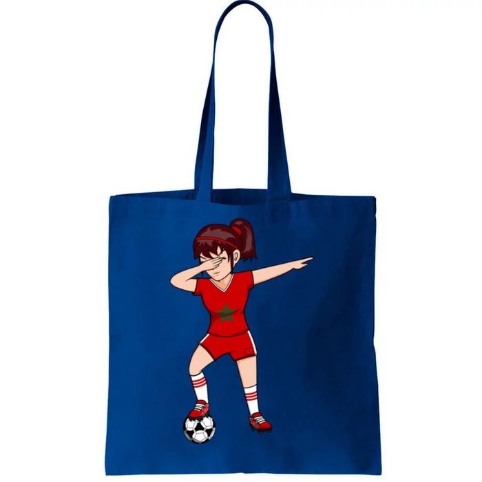 Dabbing Soccer Girl Morocco Jersey Moroccan Football Lovers Gift Tote Bag