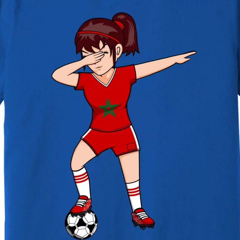 Dabbing Soccer Girl Morocco Jersey Moroccan Football Lovers Gift Premium T-Shirt