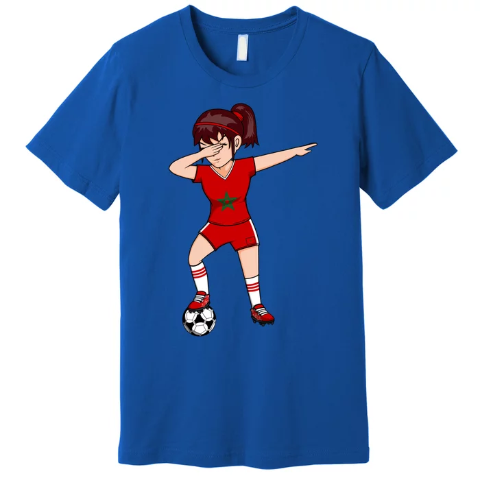 Dabbing Soccer Girl Morocco Jersey Moroccan Football Lovers Gift Premium T-Shirt