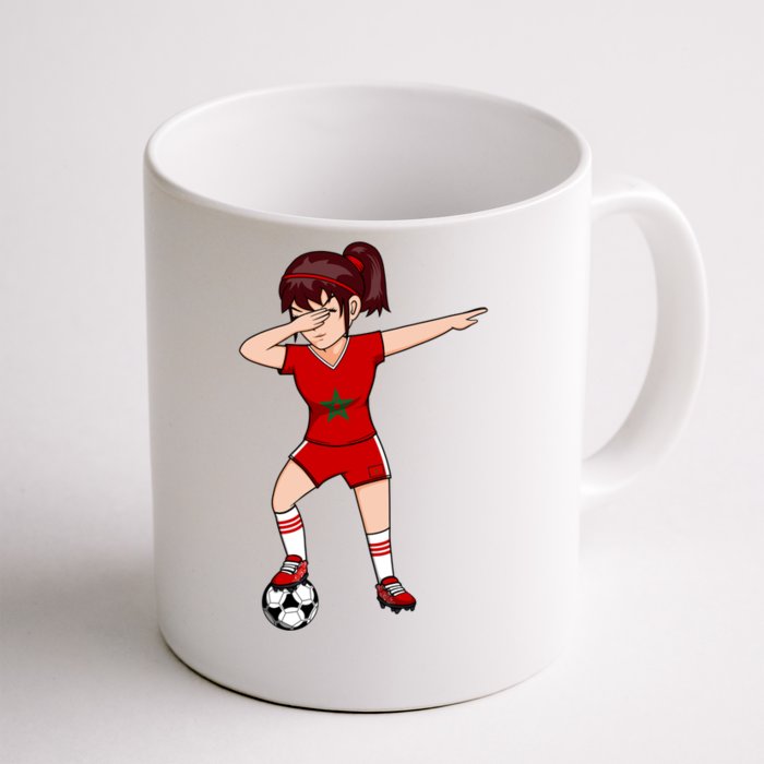 Dabbing Soccer Girl Morocco Jersey Moroccan Football Lovers Gift Front & Back Coffee Mug