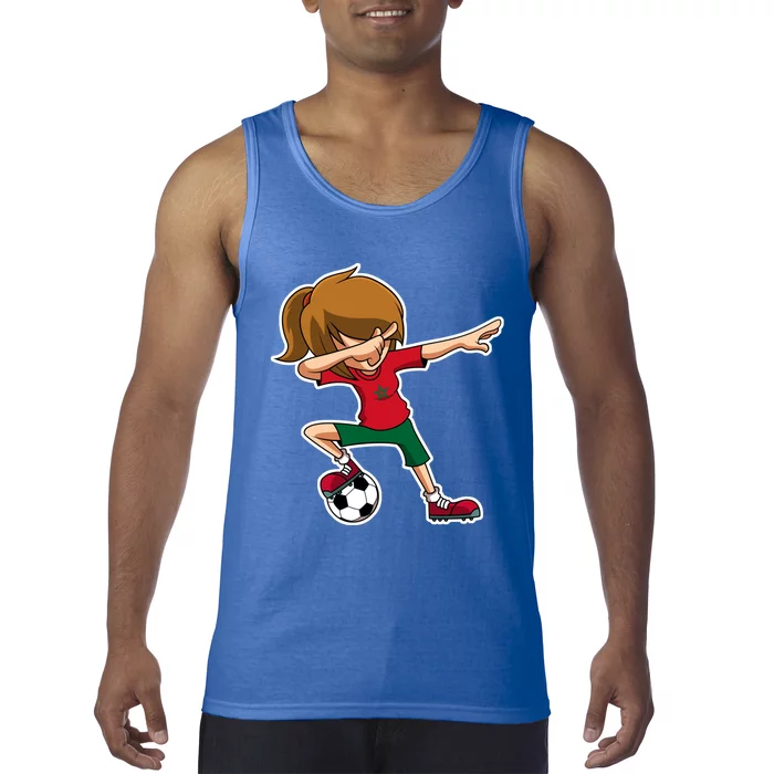 Dabbing Soccer Girl Morocco Jersey Moroccan Dab Funny Gift Tank Top