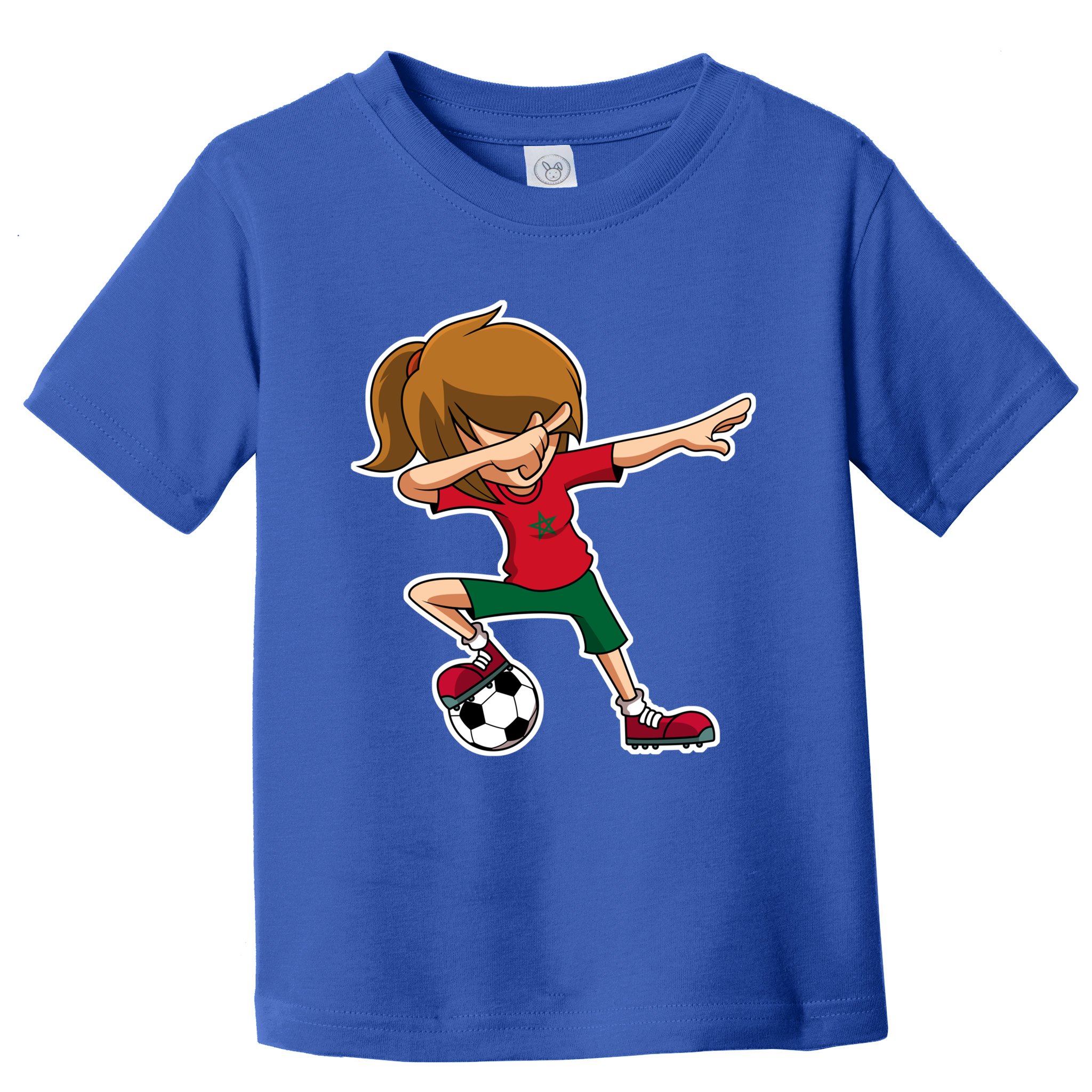 Dabbing Soccer Girl Morocco Jersey Moroccan Dab Funny Gift Toddler T-Shirt  | TeeShirtPalace