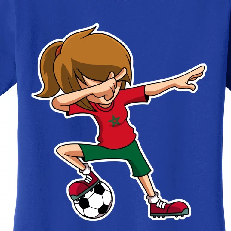 Dabbing Soccer Girl Morocco Jersey Moroccan Dab Funny Gift Women's T-Shirt