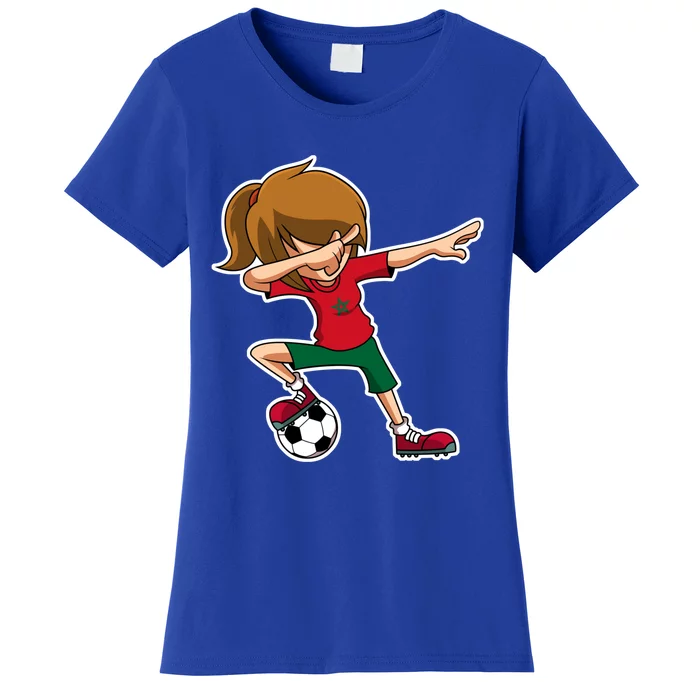 Dabbing Soccer Girl Morocco Jersey Moroccan Dab Funny Gift Women's T-Shirt