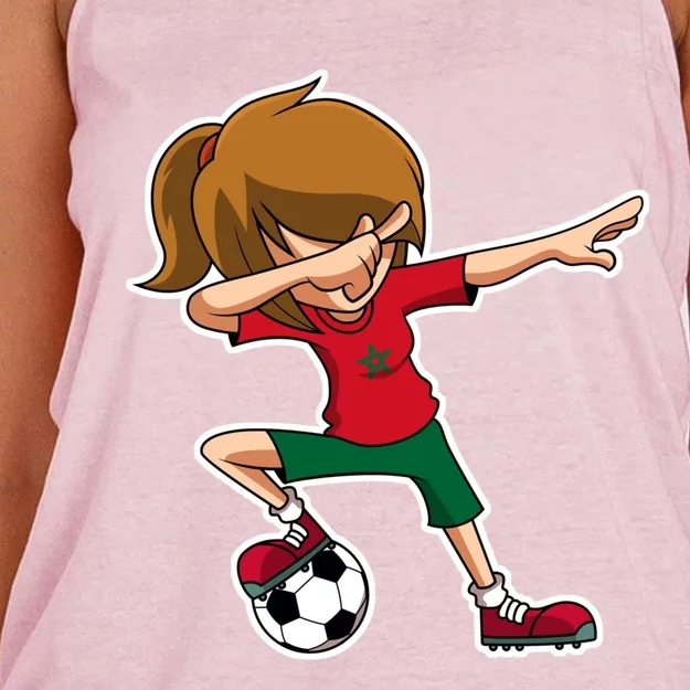 Dabbing Soccer Girl Morocco Jersey Moroccan Dab Funny Gift Women's Knotted Racerback Tank