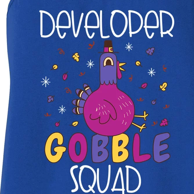 Developer Squad Gobble Funny Thanksgiving Turkey Matching Gift Women's Racerback Tank