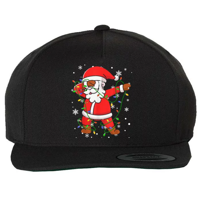 Dabbing Santa Gift For Boys Girls Christmas Tree Lights Gift Wool Snapback Cap