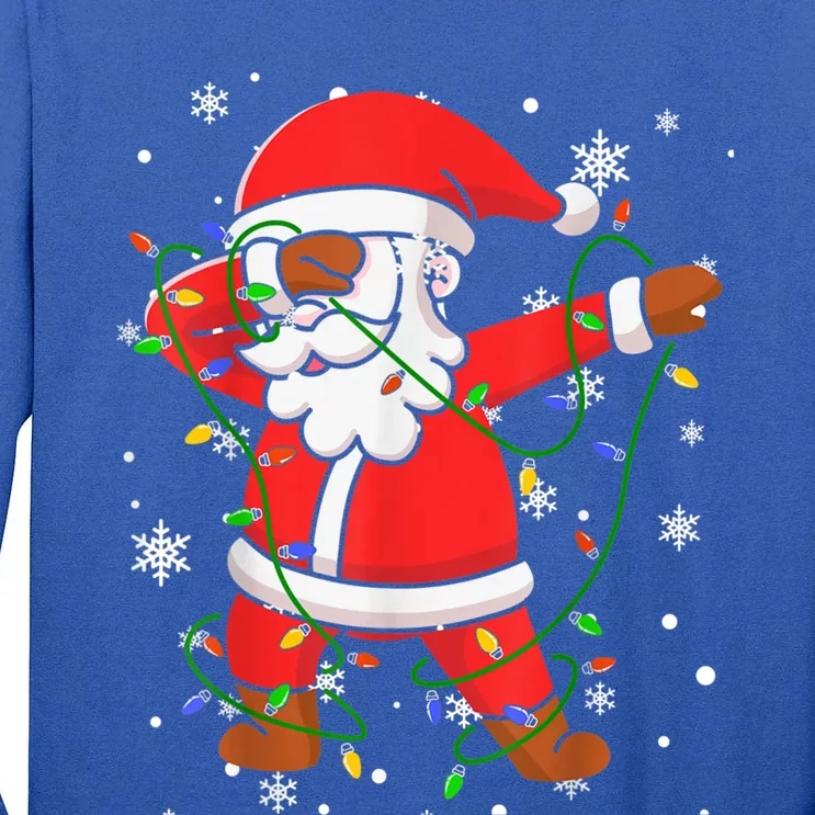 Dabbing Santa Gift For Boys Girls Christmas Tree Lights Gift Tall Long Sleeve T-Shirt