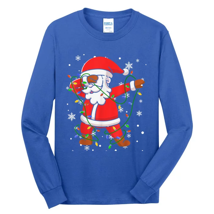 Dabbing Santa Gift For Boys Girls Christmas Tree Lights Gift Tall Long Sleeve T-Shirt