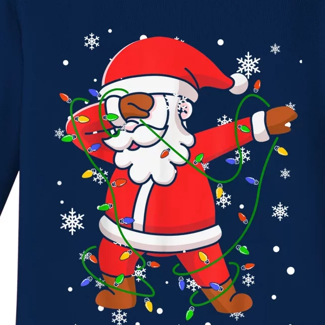 Dabbing Santa Gift For Boys Girls Christmas Tree Lights Gift Baby Long Sleeve Bodysuit