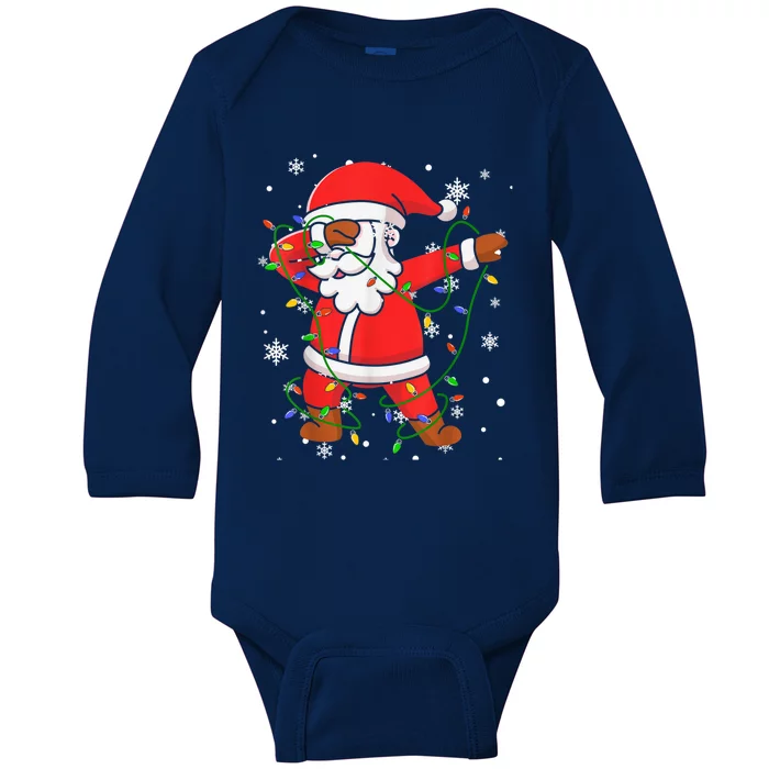 Dabbing Santa Gift For Boys Girls Christmas Tree Lights Gift Baby Long Sleeve Bodysuit