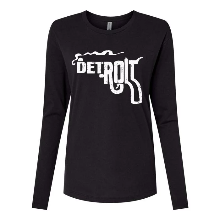 Detroit Smoking Gun Vintage Womens Cotton Relaxed Long Sleeve T-Shirt