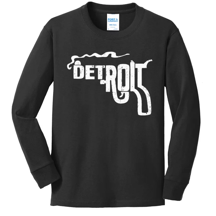 Detroit Smoking Gun Vintage Kids Long Sleeve Shirt