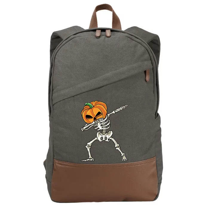 Dabbing Skeleton Gift Pumpkin Dance Pumpkin Dab Halloween Meaningful Gift Cotton Canvas Backpack