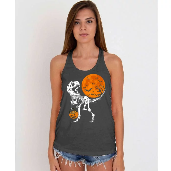 Dinosaur Skeleton Gift Halloween Great Gift And Gift Women's Knotted Racerback Tank