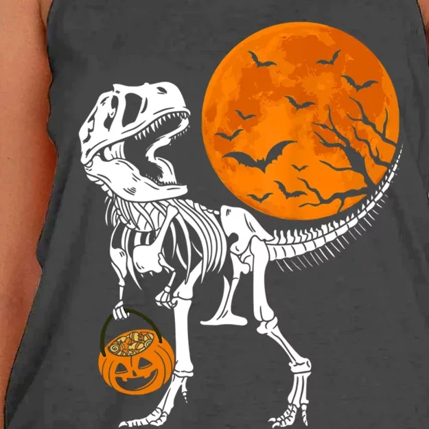 Dinosaur Skeleton Gift Halloween Great Gift And Gift Women's Knotted Racerback Tank