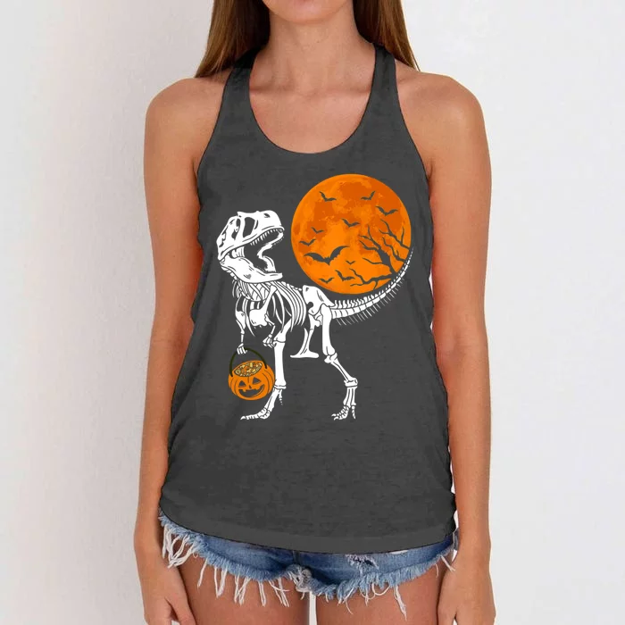 Dinosaur Skeleton Gift Halloween Great Gift And Gift Women's Knotted Racerback Tank