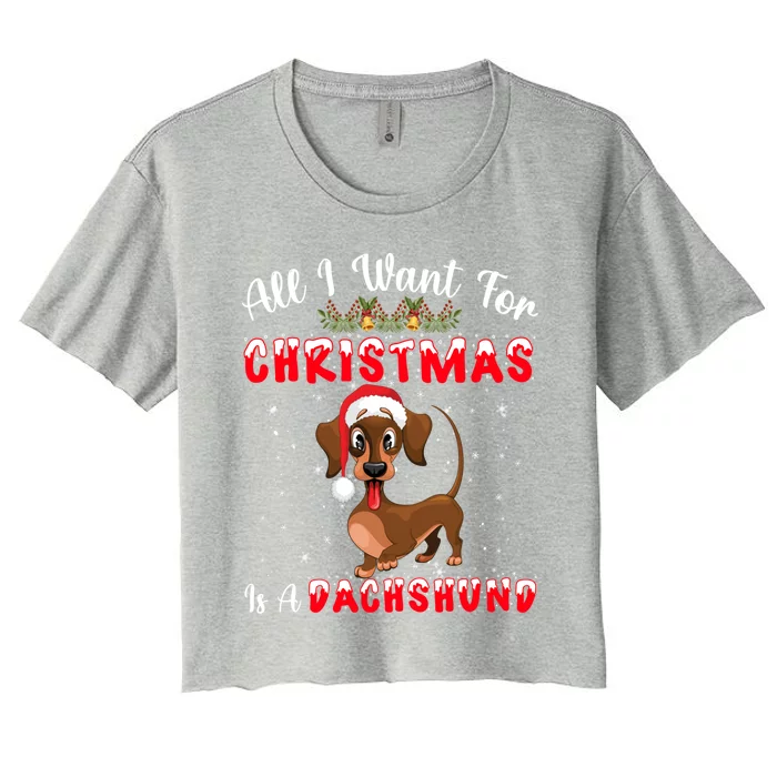 Dachshund Santa Hat All I Want For Christmas Is A Dachshund Meaningful Gift Women's Crop Top Tee