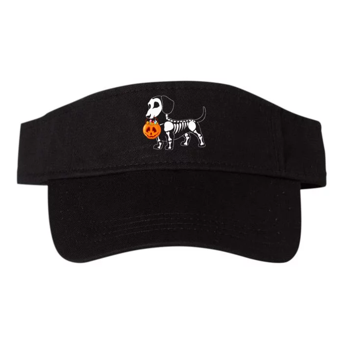 Dachshund Skeleton Halloween Happy Pumpkin Valucap Bio-Washed Visor