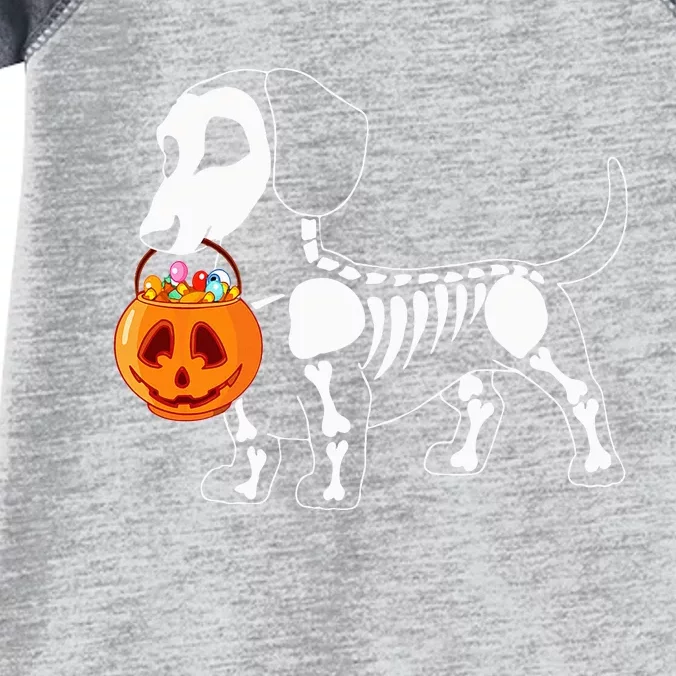 Dachshund Skeleton Halloween Happy Pumpkin Infant Baby Jersey Bodysuit