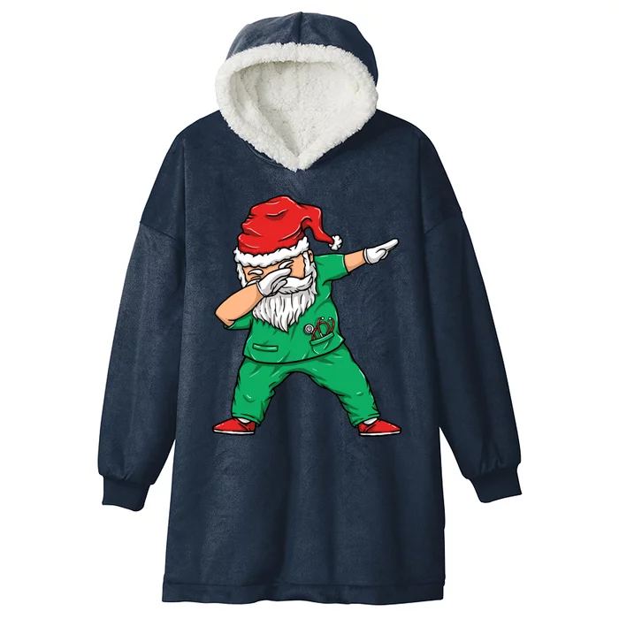 Dabbing Santa Holiday Doctor Christmas Scrubs Doctor Great Gift Hooded Wearable Blanket