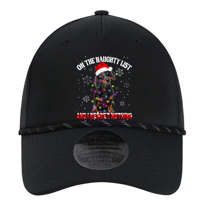 Dachshund Santa Hat On The Naughty List I Regret Nothing Gift Performance The Dyno Cap