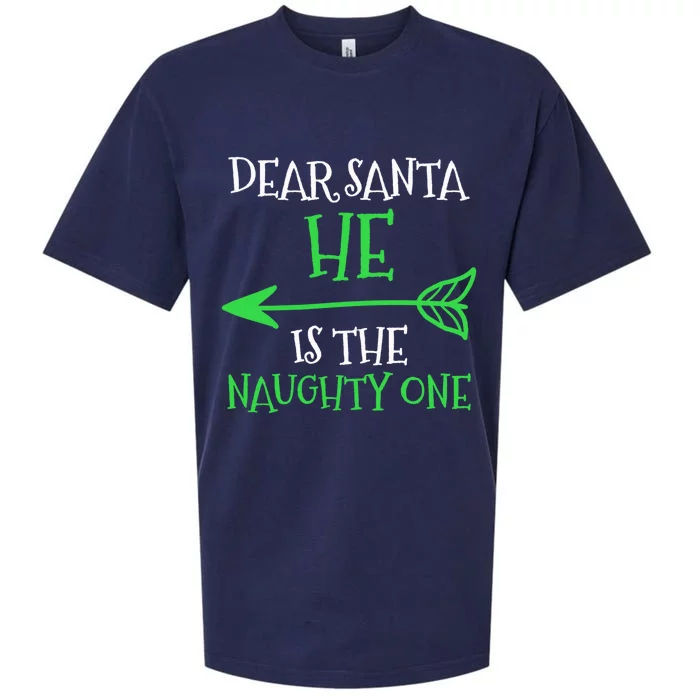 Dear Santa He Is The Naughty One Meaningful Gift Sueded Cloud Jersey T-Shirt