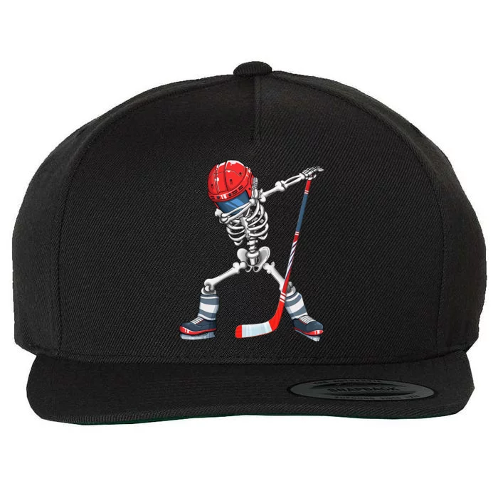 Dabbing Skeleton Hockey Halloween Costume Gift Wool Snapback Cap