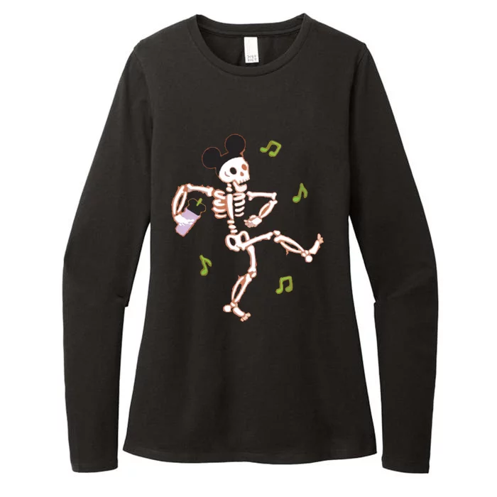 Dancing Skeleton Halloween Womens CVC Long Sleeve Shirt