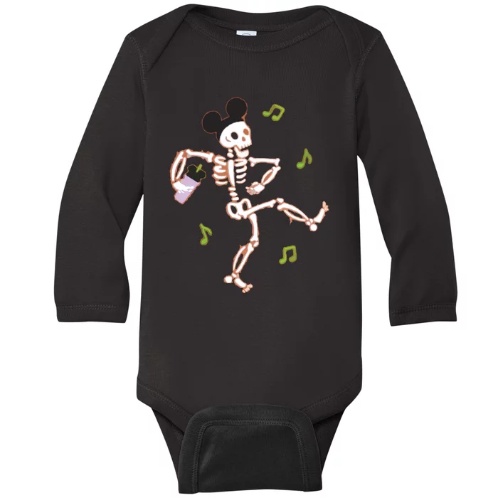 Dancing Skeleton Halloween Baby Long Sleeve Bodysuit