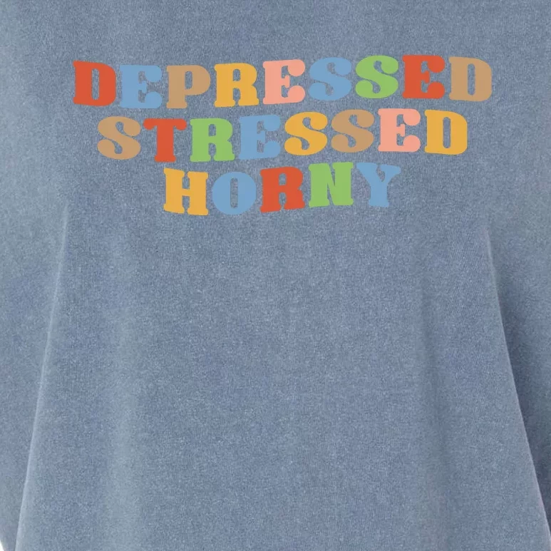 Depressed Stressed Horny Garment-Dyed Women's Muscle Tee