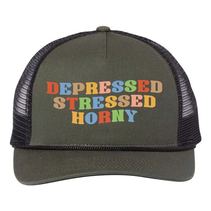 Depressed Stressed Horny Retro Rope Trucker Hat Cap