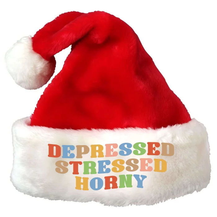 Depressed Stressed Horny Premium Christmas Santa Hat