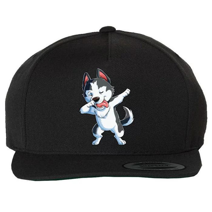 Dabbing Siberian Husky Dog Lover Boy Dab Funny Gift Wool Snapback Cap