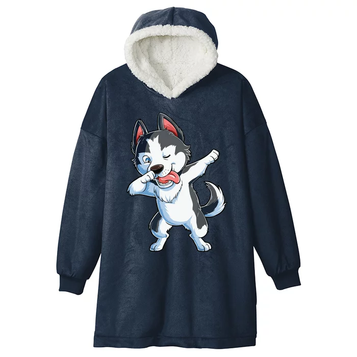 Dabbing Siberian Husky Dog Lover Boy Dab Funny Gift Hooded Wearable Blanket